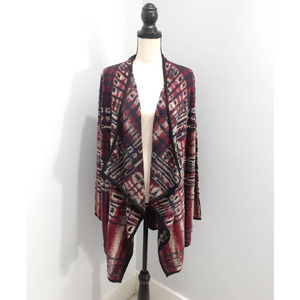 Lucky Brand Open Cardigan boho navy burgundy sz M